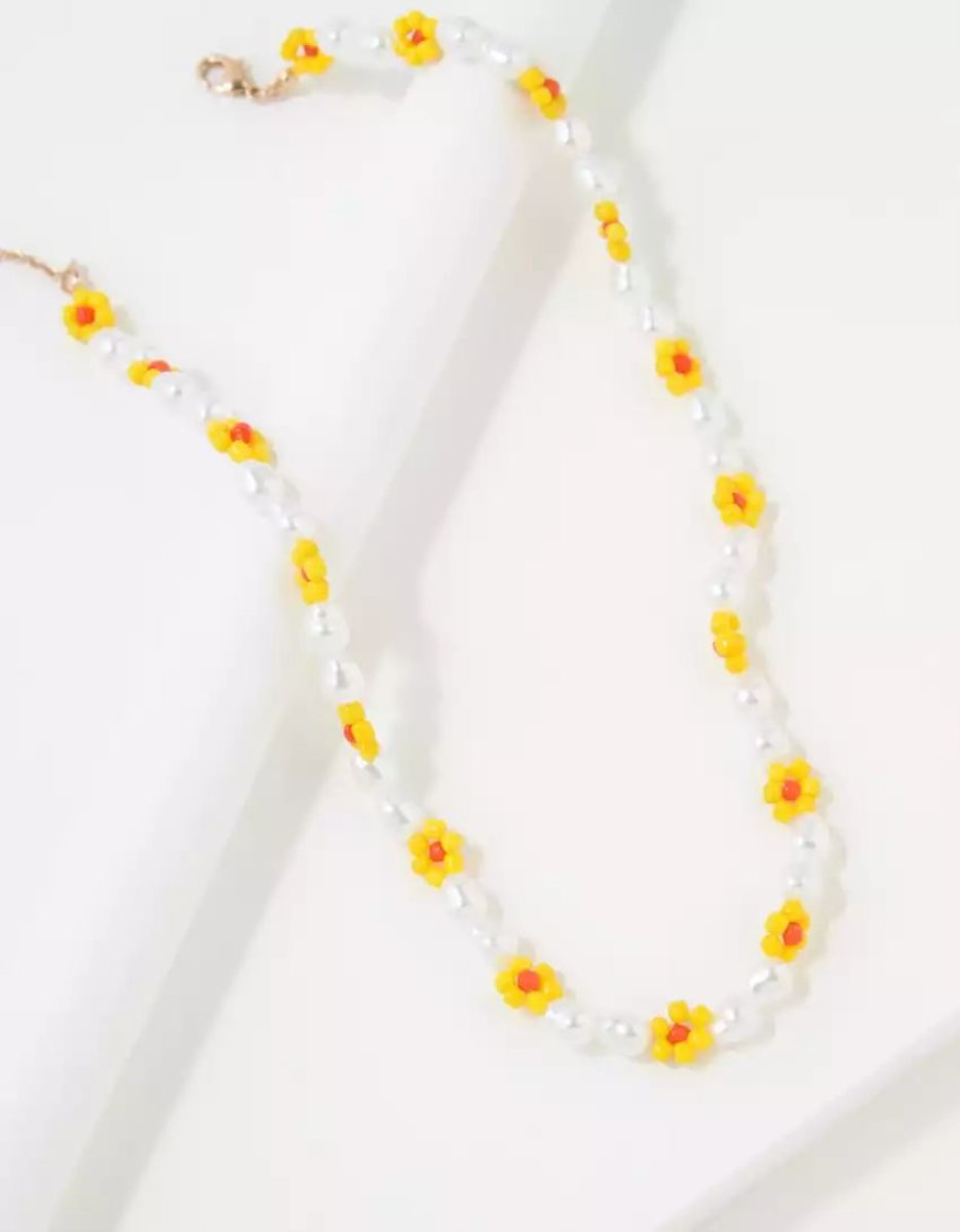 Bijoux American Eagle AEO Daisy Pearl Necklace Jaune Femme | OCJ-13143220